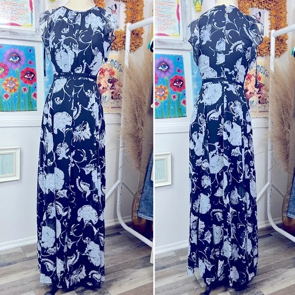 sachin and babi light blue dress Ruffle-Sleeve Maxi Dress